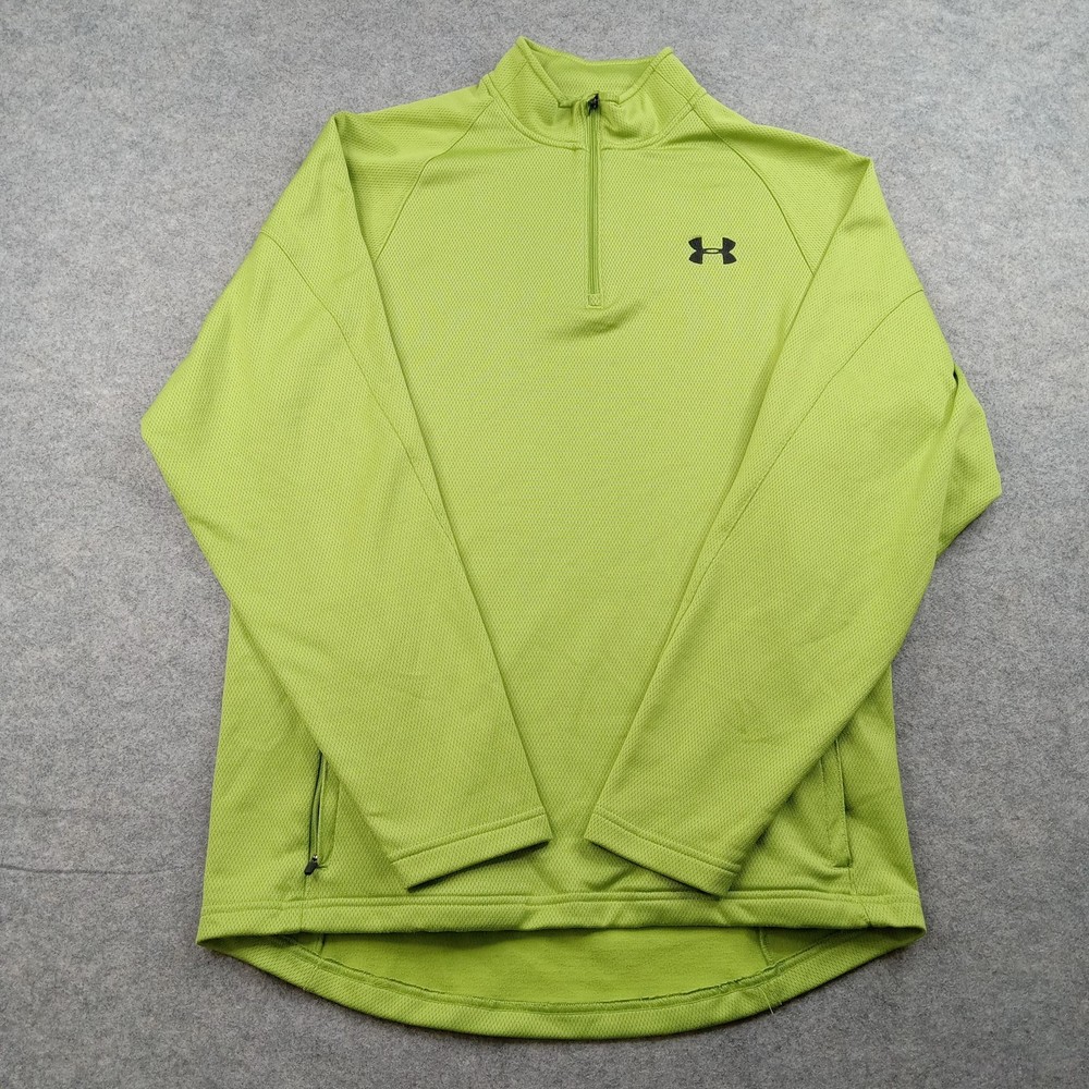 Under Armour Shirt Mens Medium Green Quarter Zip Pullover Long Sleeve Athletic