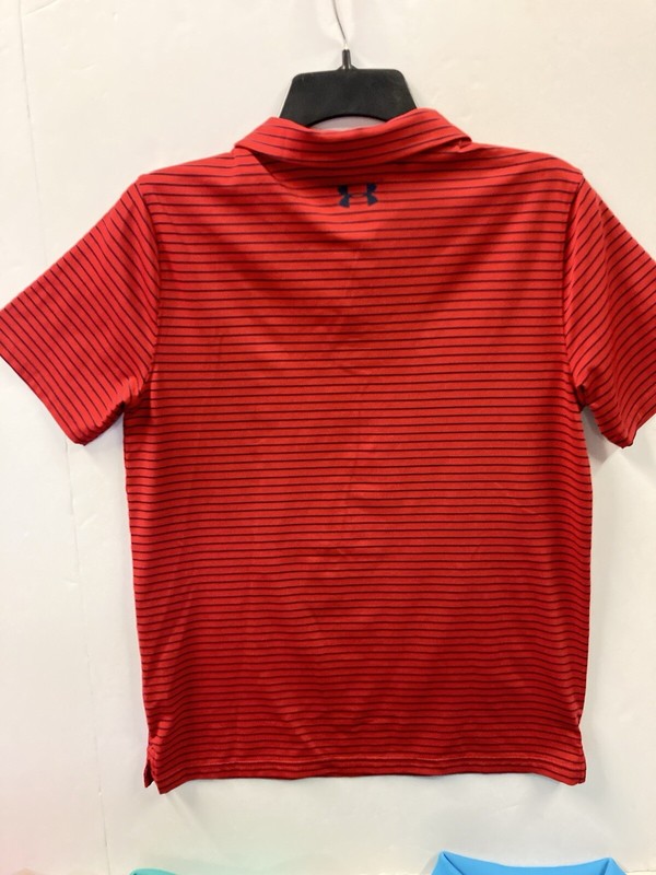 6 Under Armour Polos Size Youth Large ~ 2x Red,2 Blue & Teal/blue Half Button Up gallery