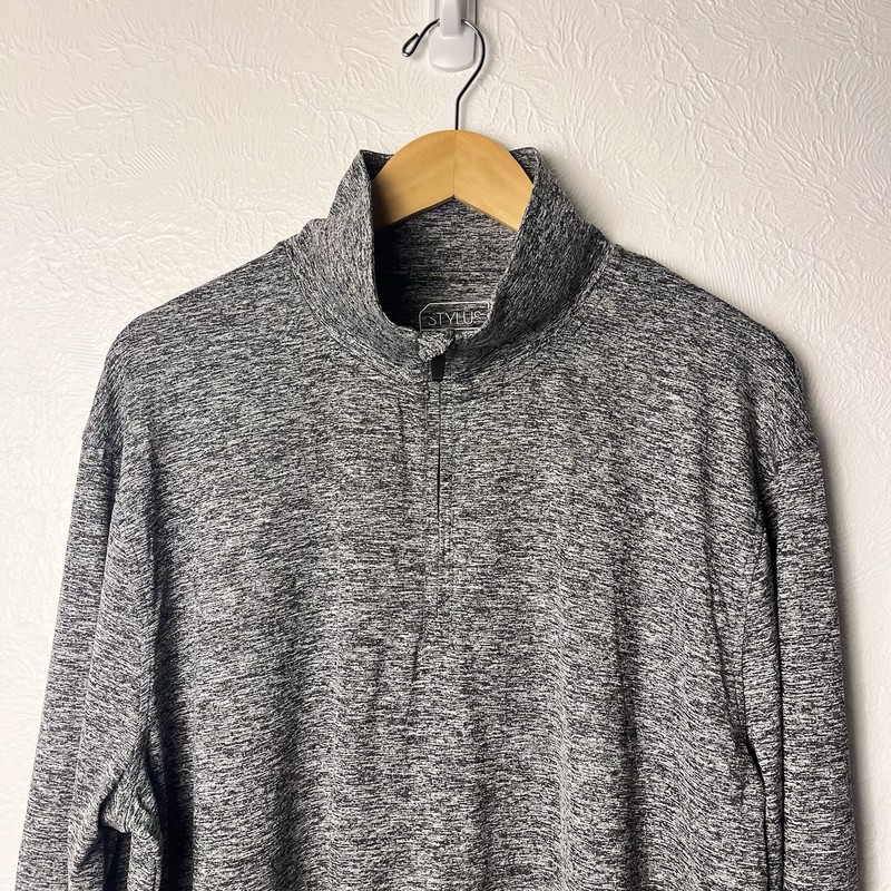 Stylus Performance Pullover Shirt Mens XL Black Heather Quarter Zip Long Sleeve gallery