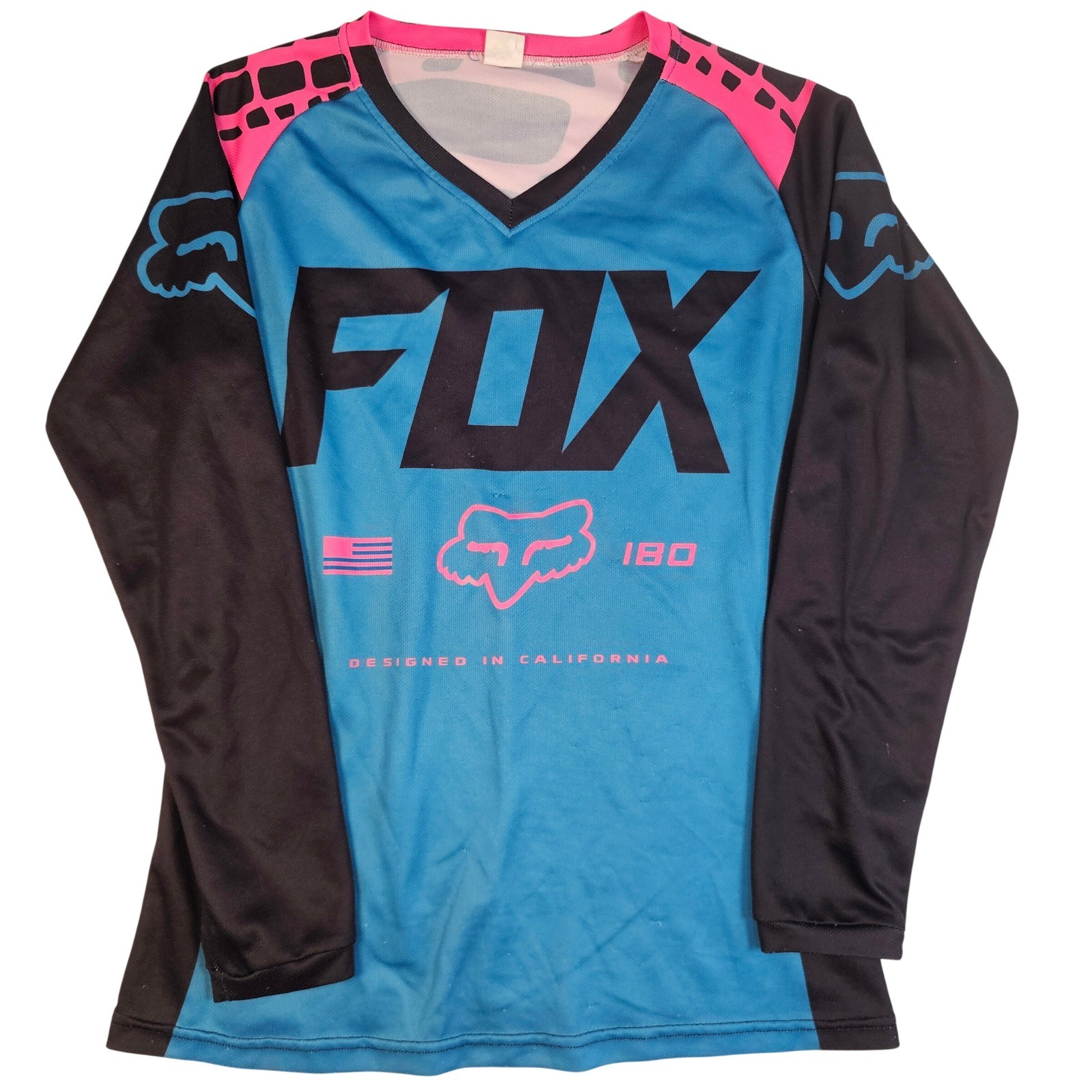 Fox Racing 180 Motocross Jersey Blue Black Pink Long Sleeve Shirt Mens XL gallery