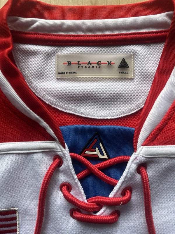 Black Pyramid LA Hockey Jersey Red White & Blue NASA Lace Up Mens Small gallery