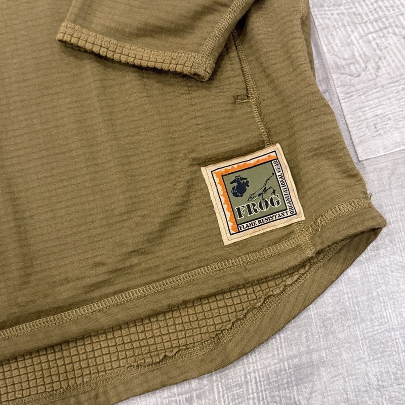 USMC Coyote Frog Marine Corp Shirt Men Large Reg Waffle Fleece Quarter Zip Grid gallery