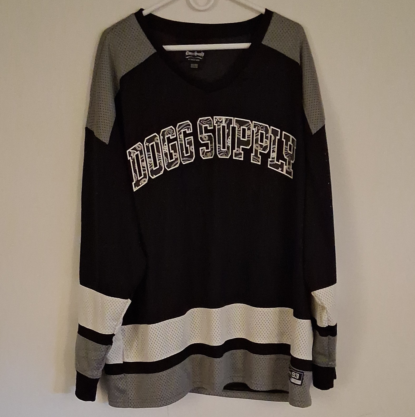 Dogg Supply Men’s 2XL Regular Mesh V-Neck Long Sleeve Jersey Black/Gray 93 gallery