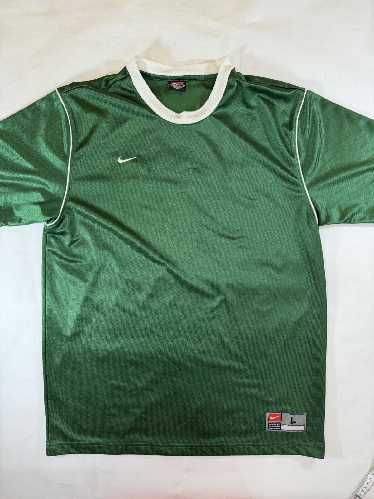 Vintage Nike Team Soccer Jersey Large Green White Number 7 Retro Football Shirt gallery