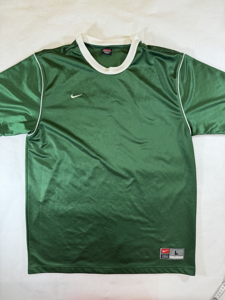 Vintage Nike Team Soccer Jersey Large Green White Number 7 Retro Football Shirt