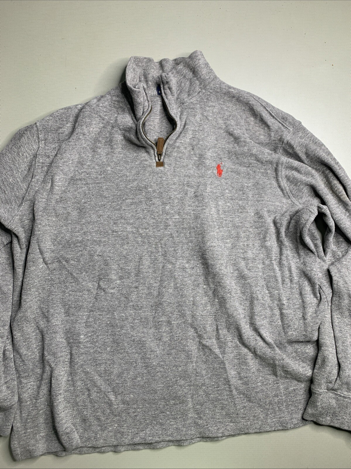 Men's Polo Ralph Lauren 1/4 zip pullover Sweater | Size X-Large Gray | Red Horse gallery