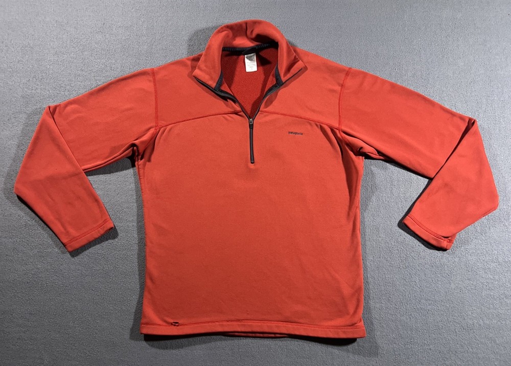 PATAGONIA Capilene 1/4 Zip Mens Small Red L/S Warm Fleece Ski Run Gorp READ