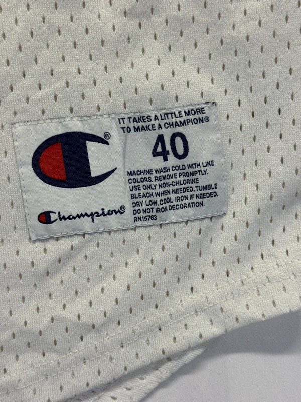 Champion Mesh Baseball Jersey Mens Medium White Black Button Front Athletic gallery