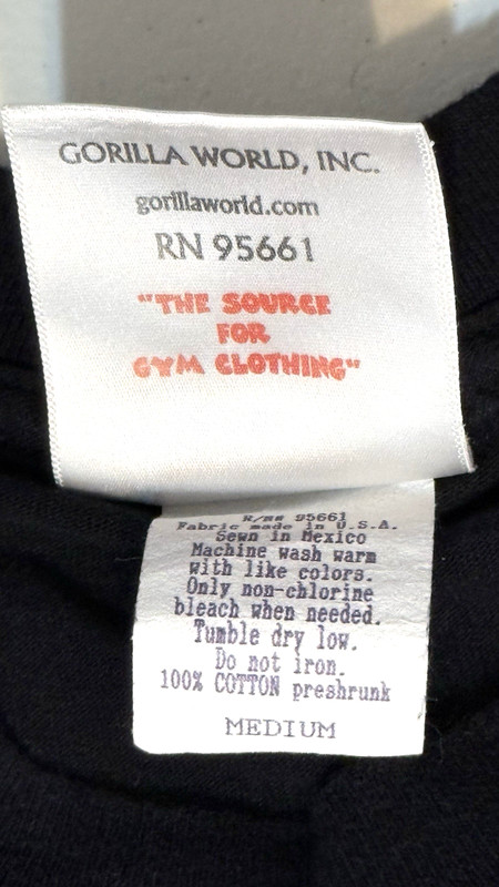 RARE Vintage World Gym MEDIUM BLACK FRONT & BACK GRAPHIC T-Shirt *VERY GOOD USED gallery