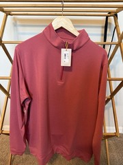 New Peter Millar Perth Performance 1/4 Zip Mens Pullover Chili Red Large