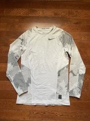 Nike Pro Hyperwarm Shirt Mens Size Small White Gray Camo Fitted Compression Top