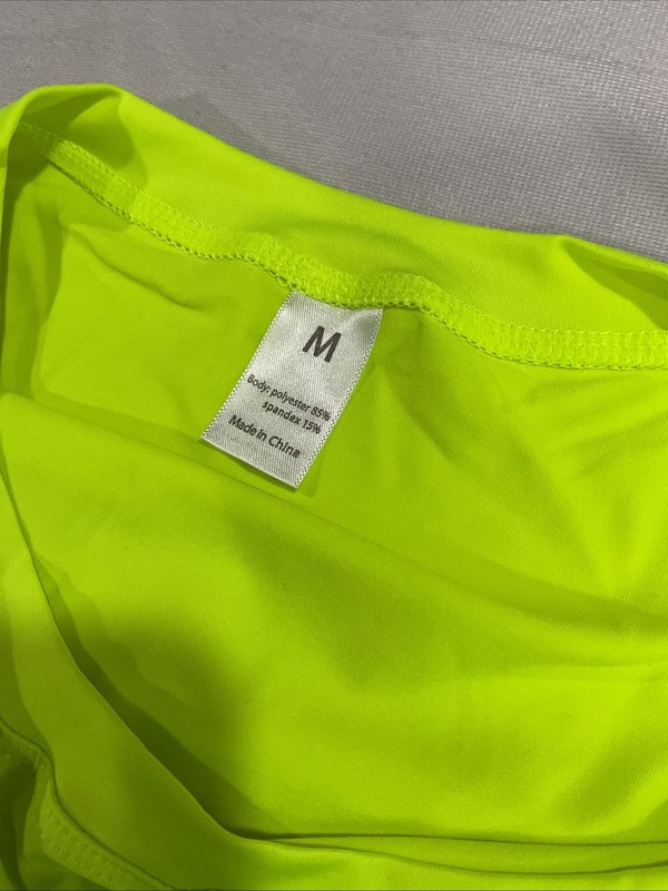 Men’s Athletic Workout Short Sleeve Fluorescent Green Tshirt Size M Runs Small gallery