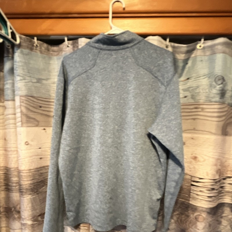 Eddie Bauer Men's L Blue Heather Mock Neck 1/4 Zip Pullover w/ Pockets gallery