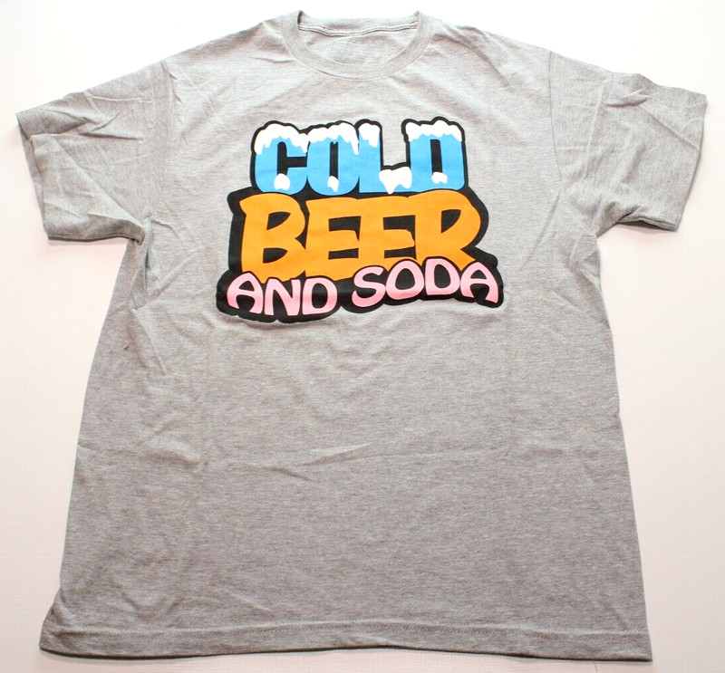 2022 COLD BEER & SODA ~LOGO~ TEE L ~GREY~ wobf/espo **DIY ASBURY PARK NJ LABEL** gallery