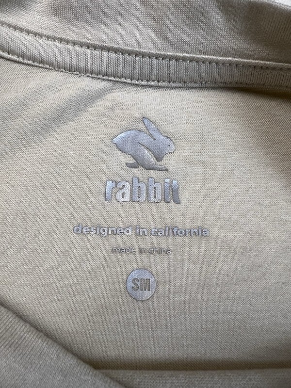 Rabbit EZ Tee Long Sleeve Beige Red Blue Striped Performance Size Small gallery