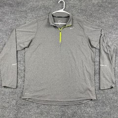 Nike Running Dri-FIT 1/2 Zip Pullover Gray Neon Yellow 504606-033 Mens L