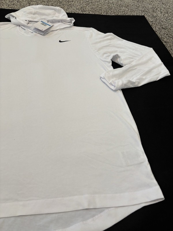 Nike Mens Dri-Fit Long Sleeve Hooded Tee White Small CJ1696-100 New With Tag gallery