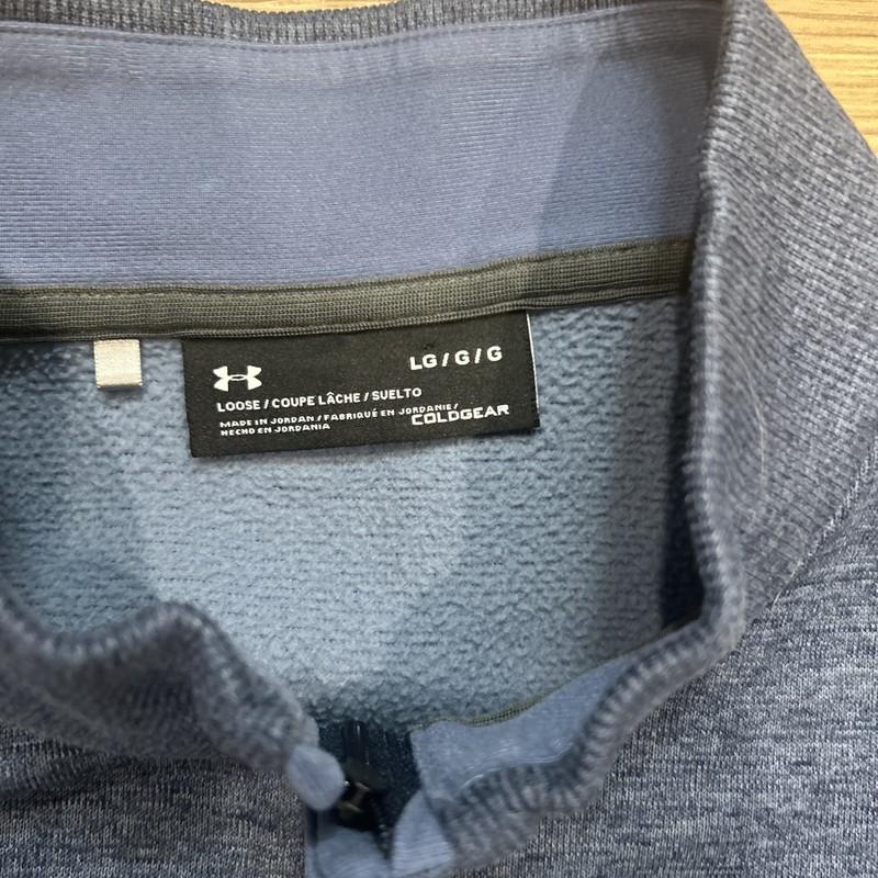 Under Armour ColdGear Pullover Mens Large Blue Golf Athletic Snap Mock gallery