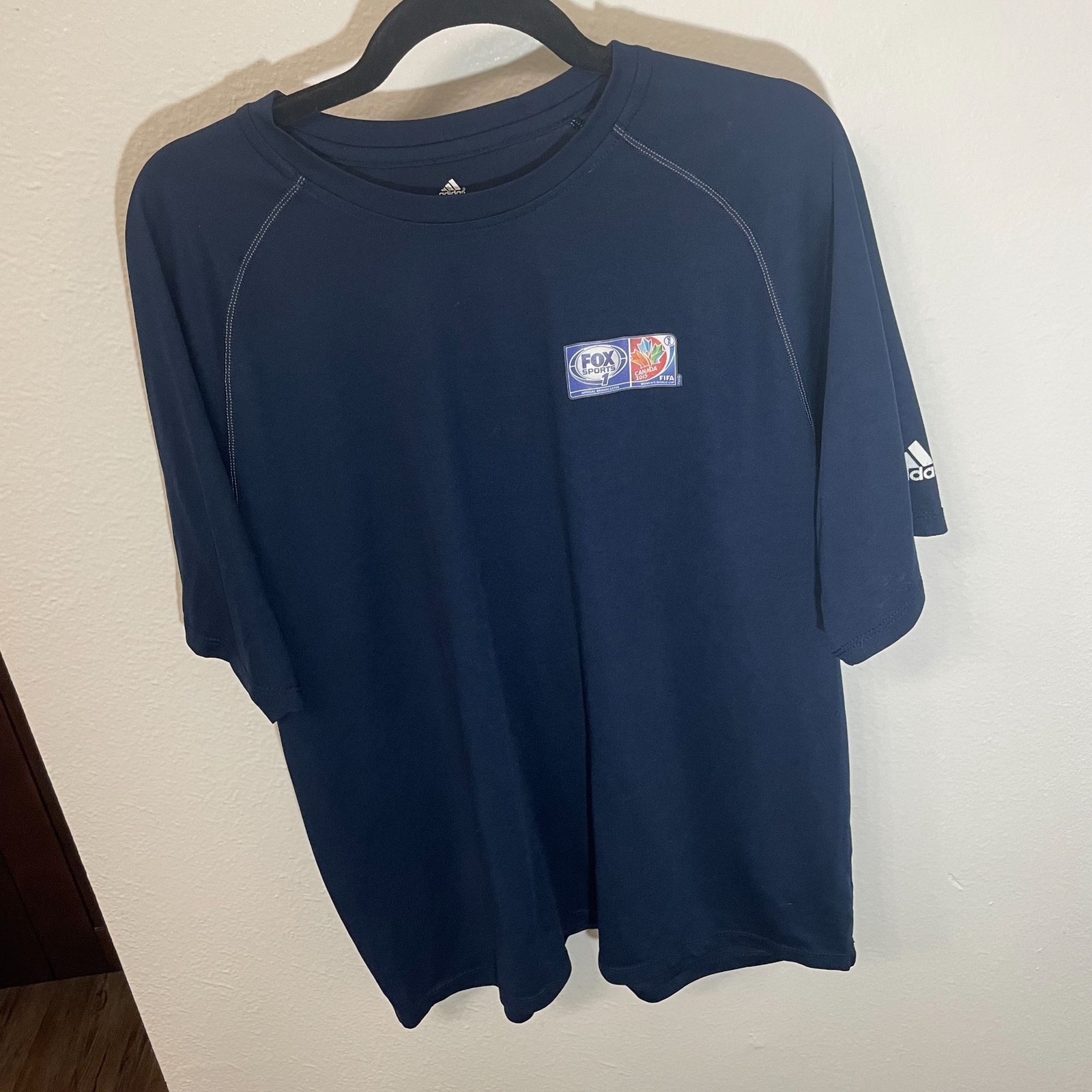 Adidas Fox Sports 1 Navy Blue Workout T-Shirt Mens Size Large (Canada 2015 FIFA) gallery