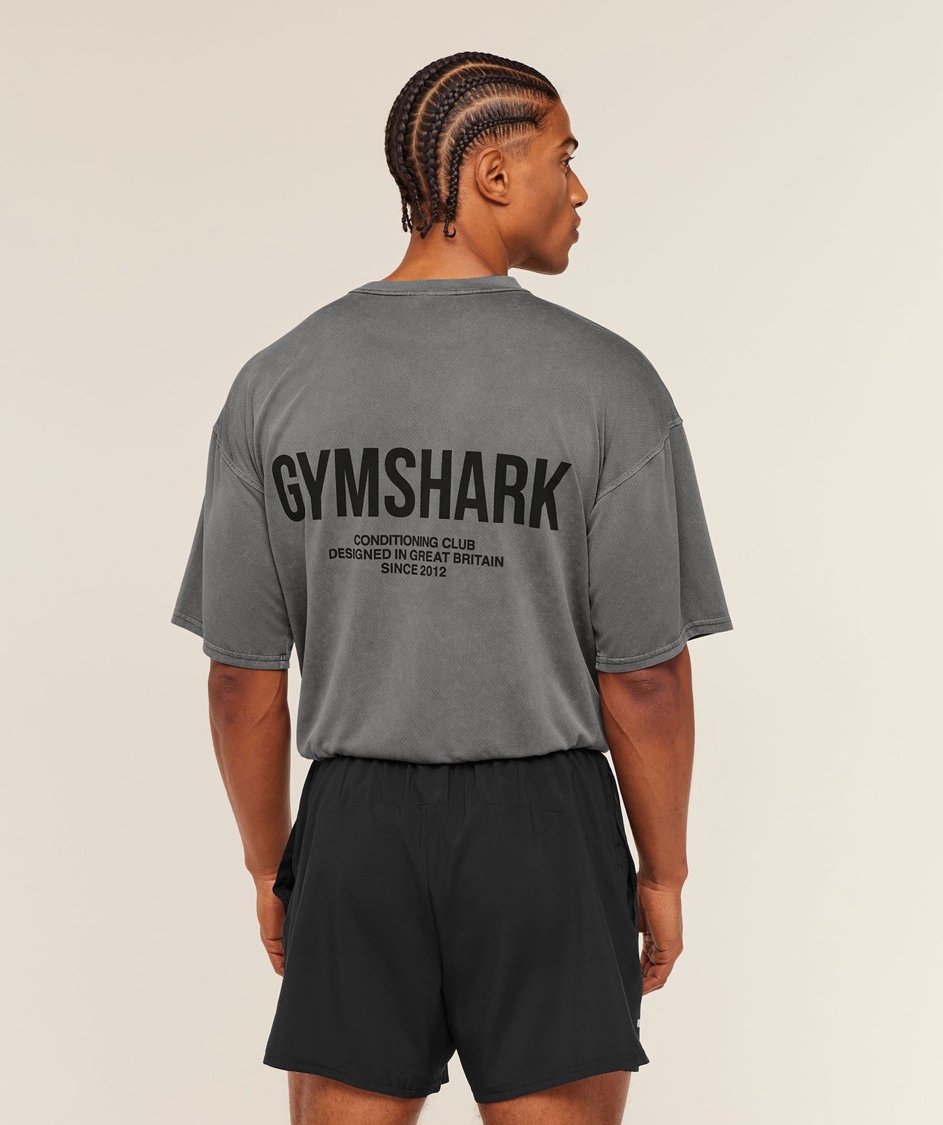 GYMSHARK Men’s Conditioning Club Washed T-Shirt in Black Wash - Size Large gallery