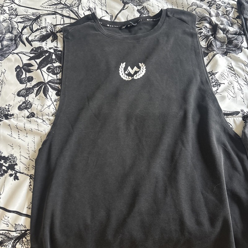 2 Mentality Mens Cutoff Tank Charcoal and Black Size Large Gym Wear Lot gallery