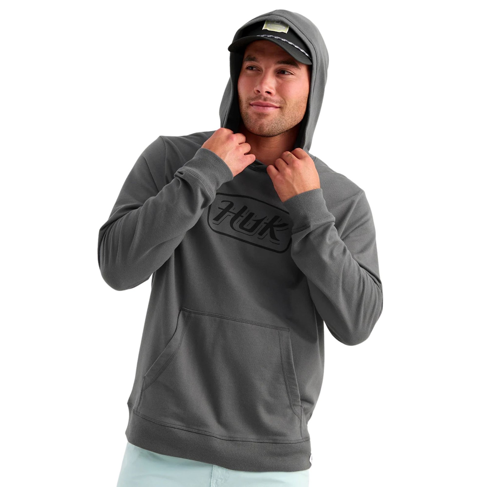 Huk Edisto Script Terry Hoodie Men's Sweatshirt, Dark Shadow, XXX-Large gallery