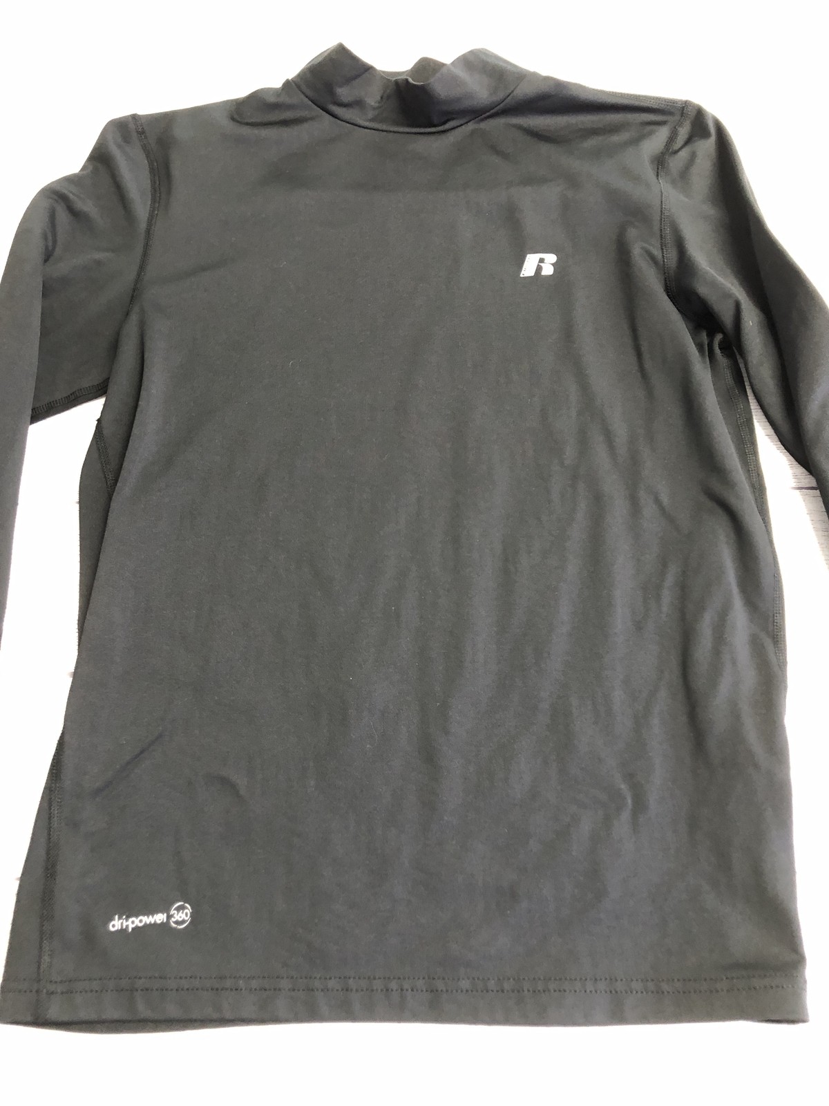 Russell Dri-Power 360 Shirt Mens Medium Black Long Sleeve Base Mock Neck Top gallery