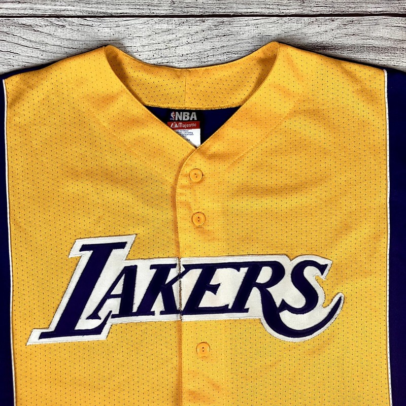 Vintage 1990s Los Angeles Lakers NBA Baseball Jersey size Men's XXL gallery