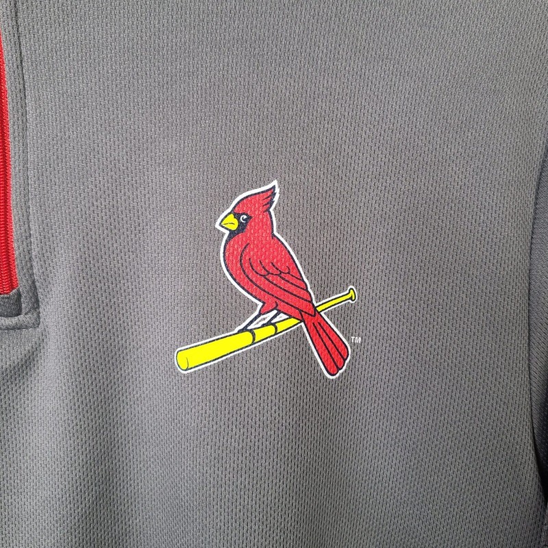 MLB St Louis Cardinals Shirt Mens M Gray Quarter Zip Pullover Polyester Athletic gallery