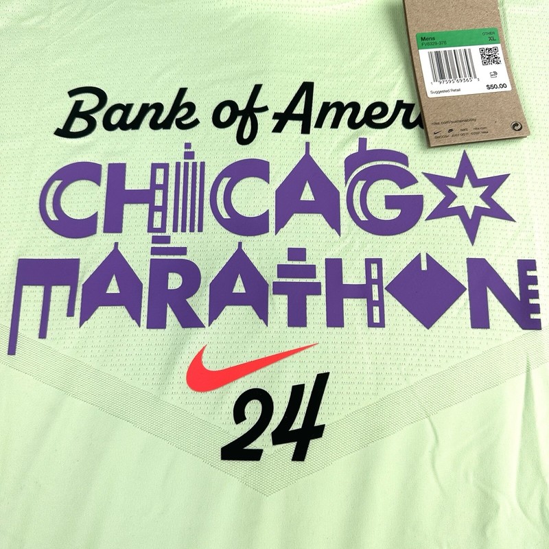 Nike Chicago Marathon Dri Fit Running Shirt Mens XL Green Mint Performance 2024 gallery