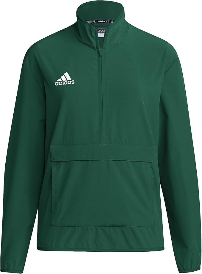 NEW Adidas Mens L LARGE Stadium 1/4 Zip Woven Long Sleeve TOP SHIRT GREEN IW2422
