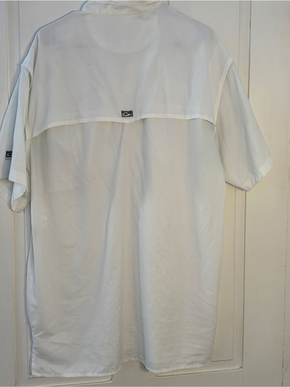Drake Performance Fishing White Button Down Outdoor Shirt Mesh Panel Mens Large gallery