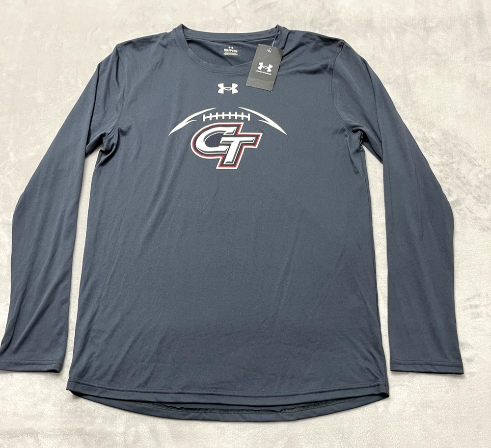 Under Armour Team Tech Tee Men Small Gray Loose Long Sleeve Stretch Breathable
