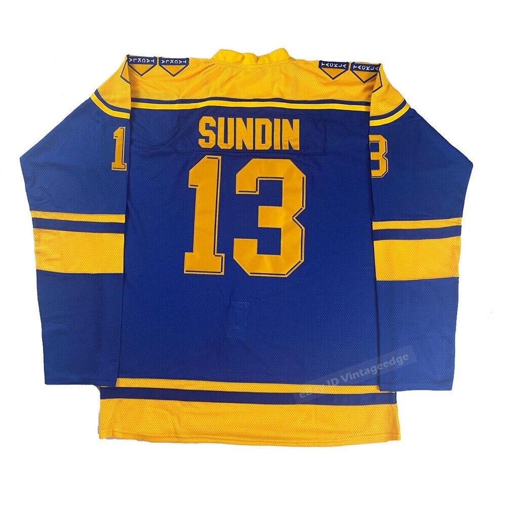 1991 Sundin #13 Team Sweden Hockey Jersey Blue Embroidered Custom Names gallery