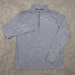Nike Sweater Mens XL Gray Running Reflective Thumb Holes Quarter Zip Lightweight