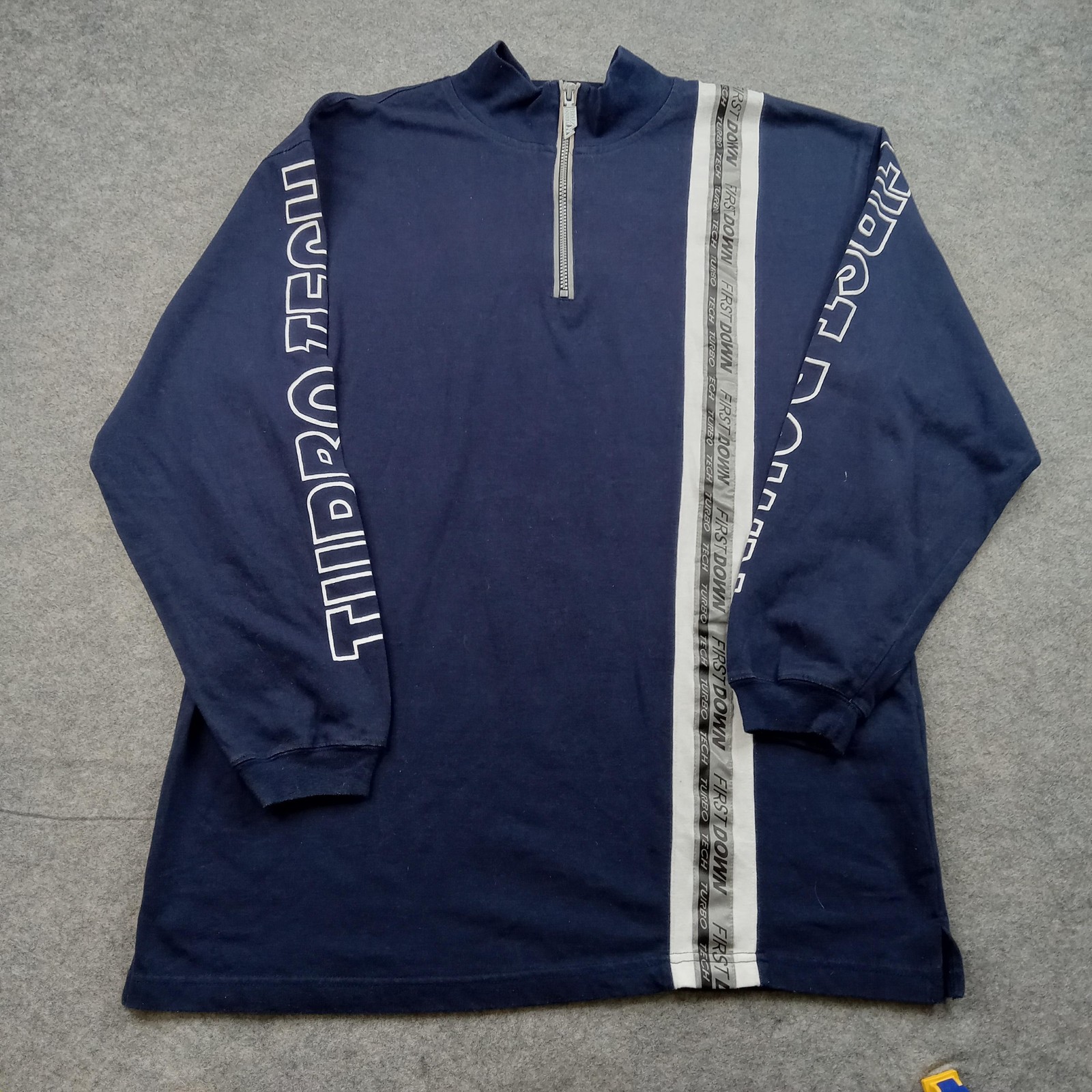 First Down Shirt Mens Large Navy Turbo Tech Quarter Zip Long Sleeve Pullover gallery