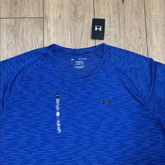 Under Armour The Tech Tee Blue Striped Polyester Athletic T-Shirt Men’s 4XL New