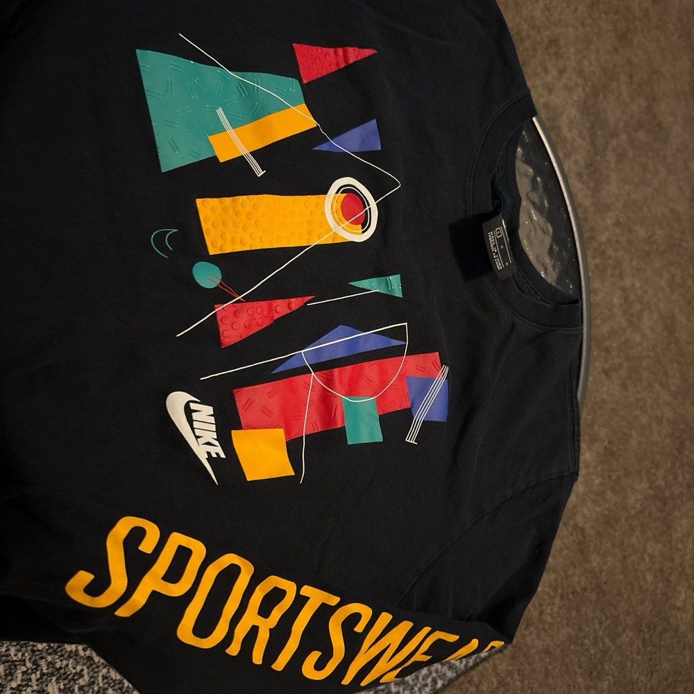 Black Nike sportswear long sleeve w/ bold graphics #90s #retro