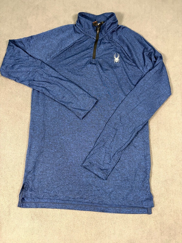 Spyder Top Mens Small Navy Blue Stretch Quarter Zip Moisture Wicking Athleisure