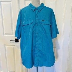 COLUMBIA Omni-Shade Blue Casual Outdoor Shirt Men’s SIZE XXL Sun Protection