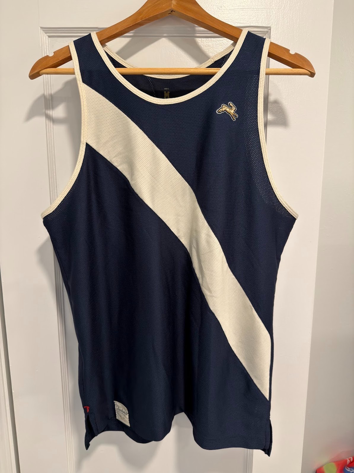 TRACKSMITH Van Cortlandt Singlet - Navy Blue with White Stripe - Men's Medium gallery