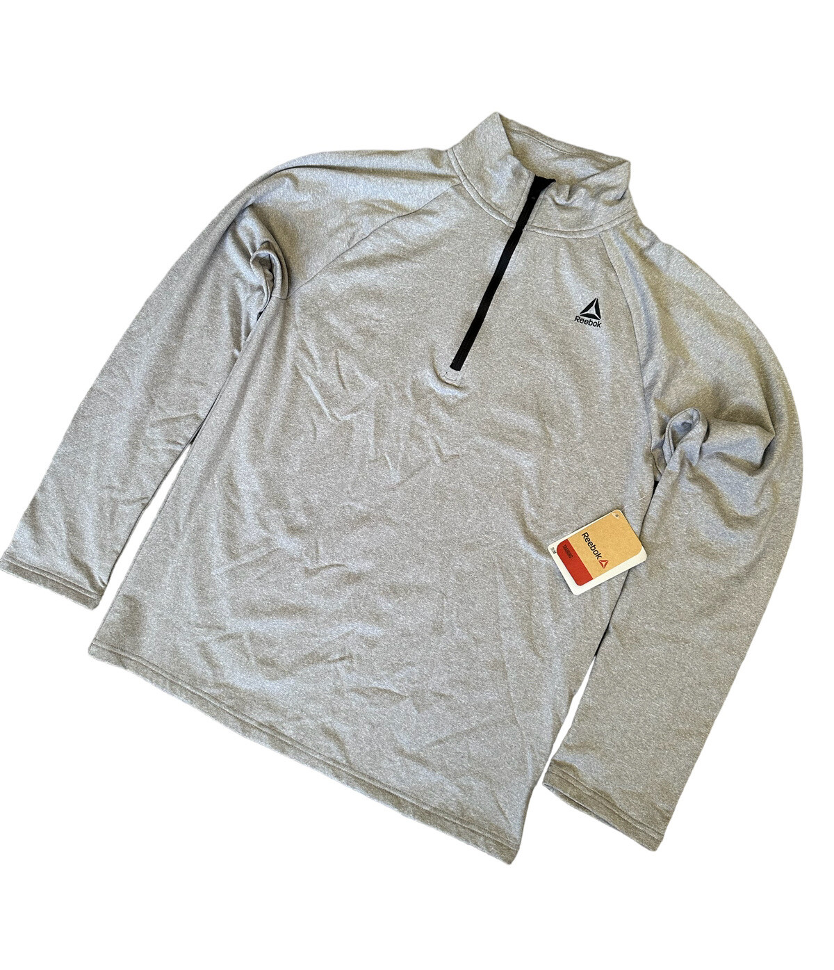 Reebok Slim Light Weight 1/4 Zip Mock Neck Grey Heather Jacket Size Medium New gallery