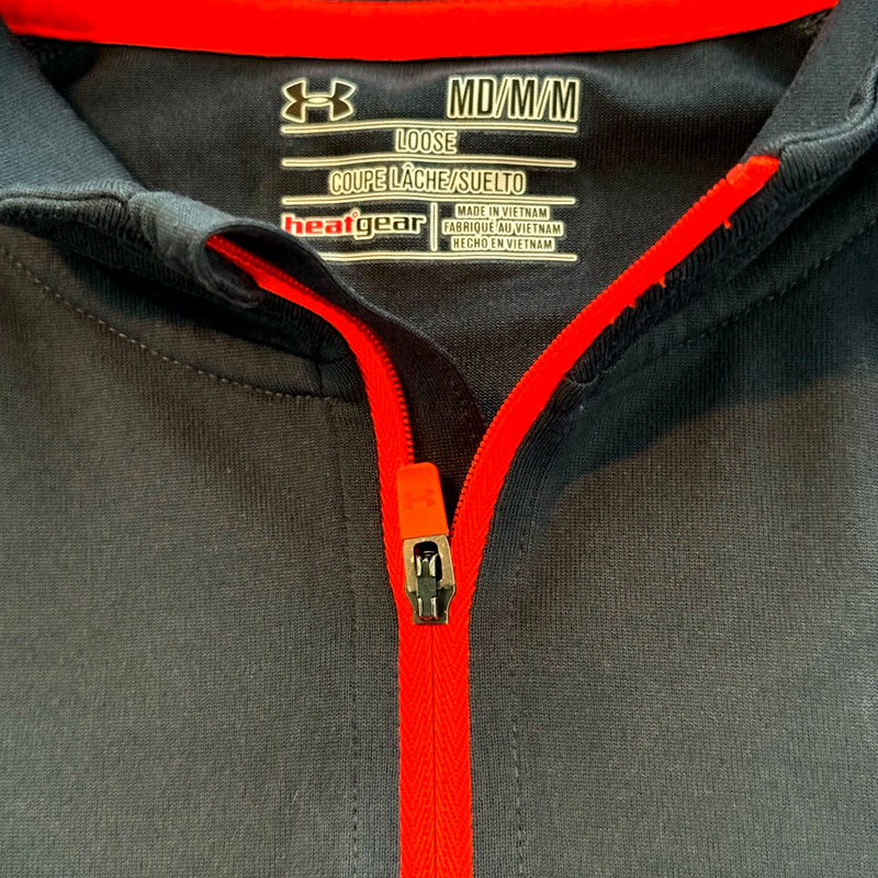 Under Armour Gray /Orange Medium Loose Heatgear Long Sleeve High Collar 1/4 Zip gallery