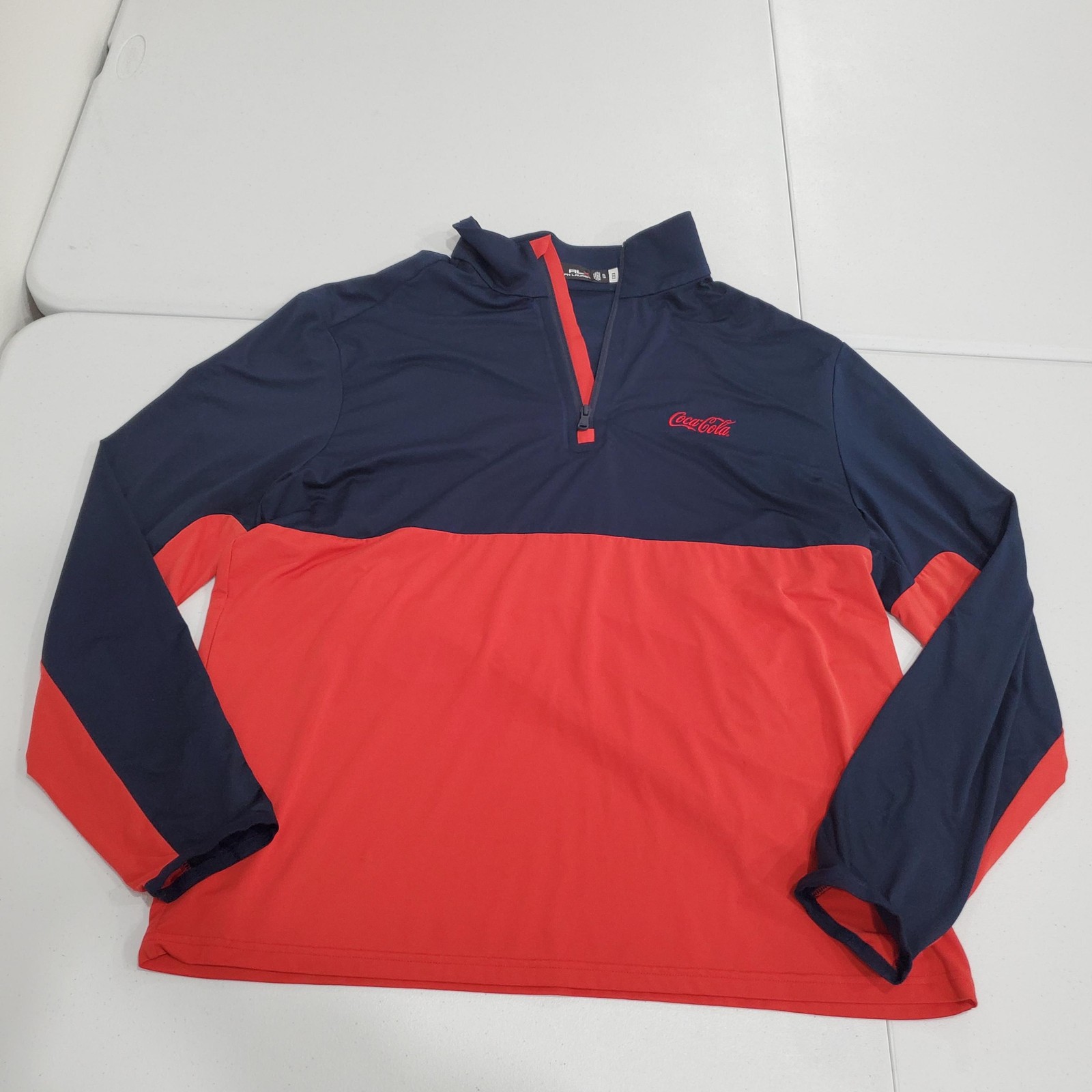 RLX Ralph Lauren Pullover Mens XL Blue Red 1/4 Zip Coca-Cola Performance Top gallery