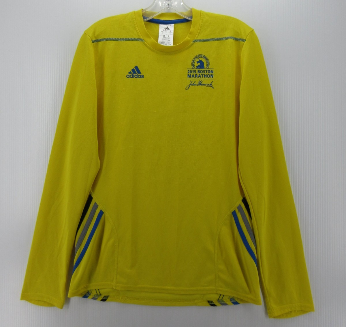Boston Marathon Adidas Shirt Men Small Yellow John Hancock 2015 Running Active * gallery