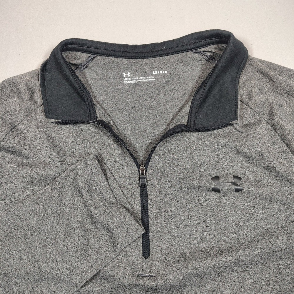 Under Armour Pullover Mens Large Grey 1/4 Zip Tech Heathered Polyester 1328495