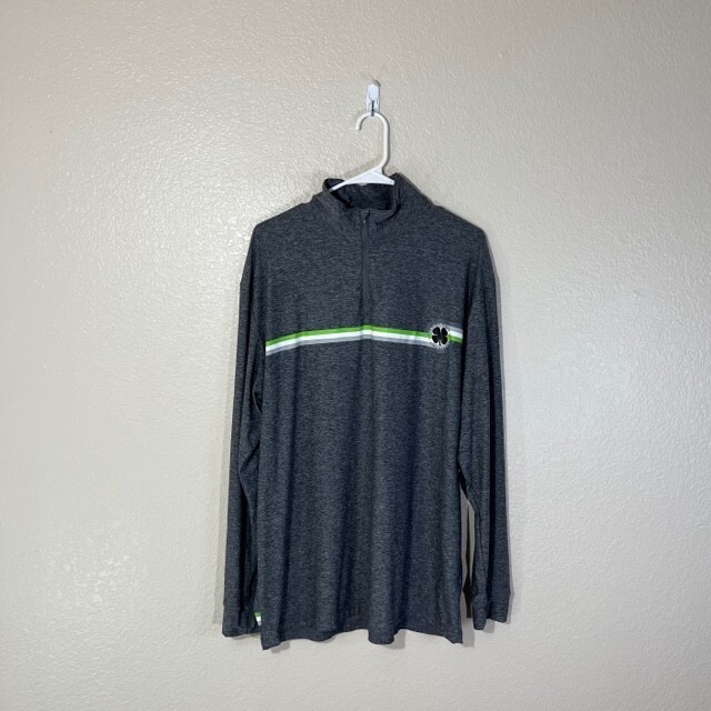 Black Clover Shirt Mens XL Golf Athletic 1/4 Zip Pullover Stretch Logo