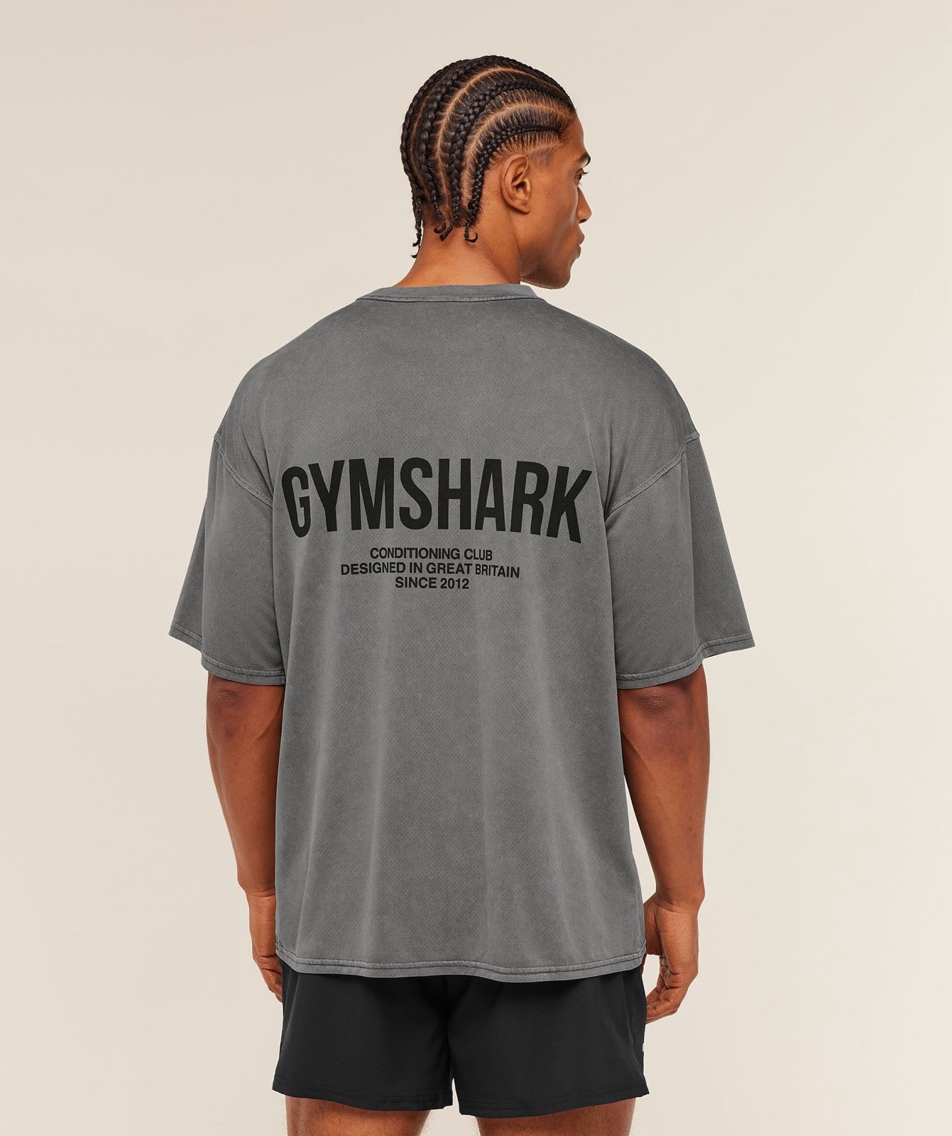 GYMSHARK Men’s Conditioning Club Washed T-Shirt in Black Wash - Size Large gallery