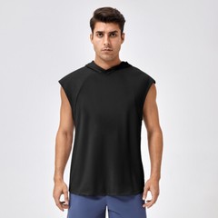 Men Sports Fitness Vest Quick Dry Breathable Running Gym Summer Hooded Tops