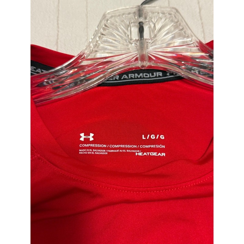 Under Armour HeatGear Compression Long Sleeve Shirt Men's Large Red Base Layer gallery
